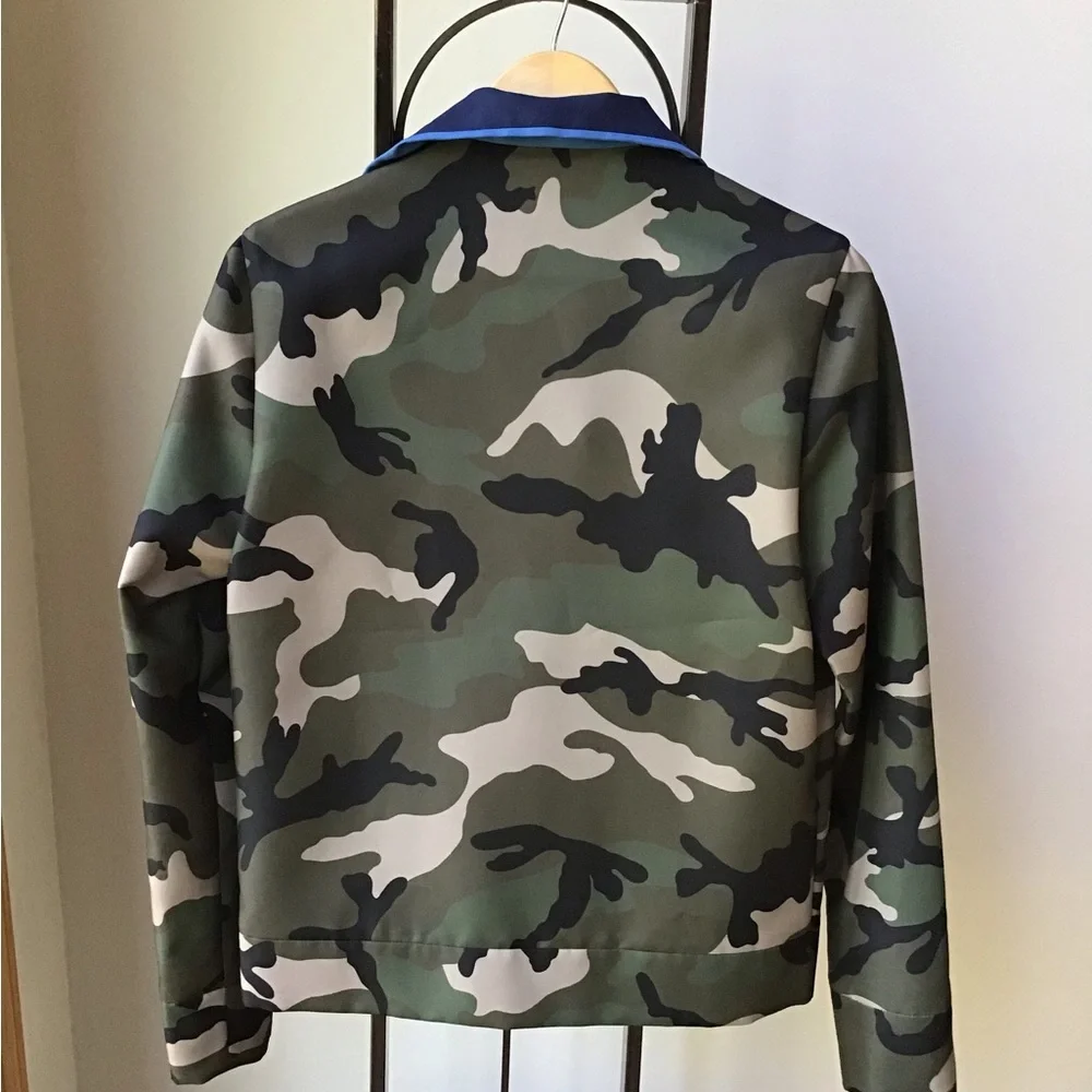 Valentino NWT Camo Jacket with Blue‎ Contrast Detailing Full Zip Army